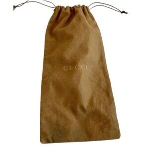 GUCCI Dust Bag Authentic Travel Storage Brown Drawstring Pouch Gold Logo 8”x16”